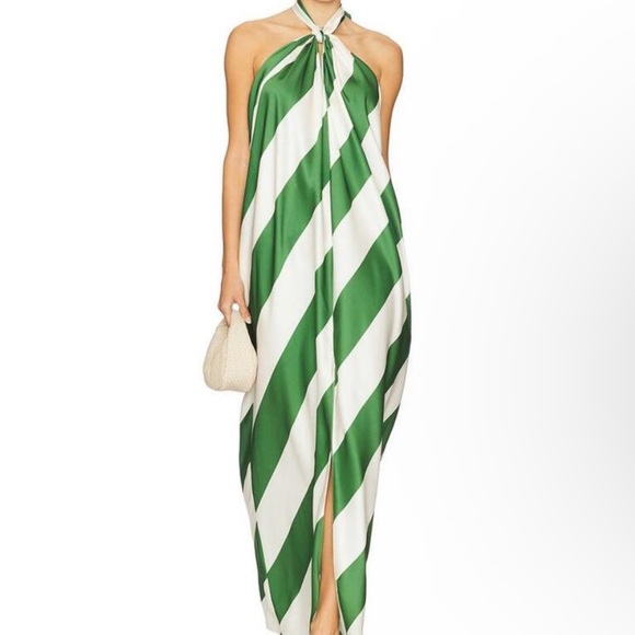 Ronny Kobo Chantell Dress in Palm Green Ivory